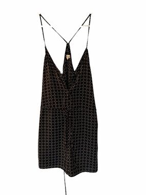 Silence + Noise Black Geo Print Romper XS V-Neck Tie Waist